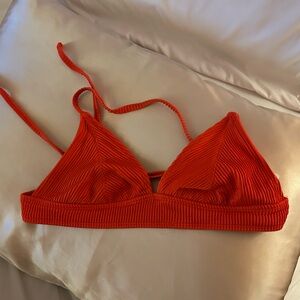 Red Ribbed Bikini Top with Adjustable back